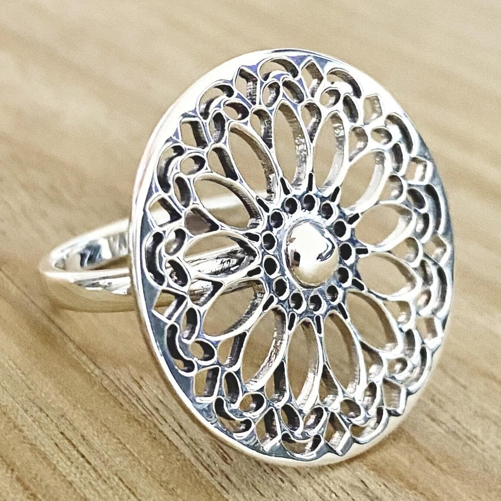Laihas Bohemian Mandala Sterling Silver Boho Ring Ass sizes -LBD Australia