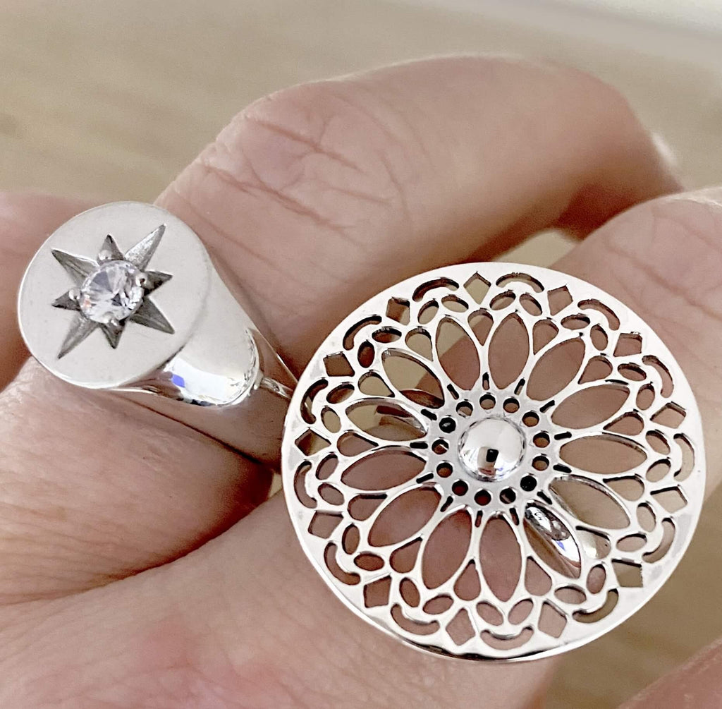 Laihas Bohemian Mandala Sterling Silver Boho Ring Ass sizes -LBD Australia