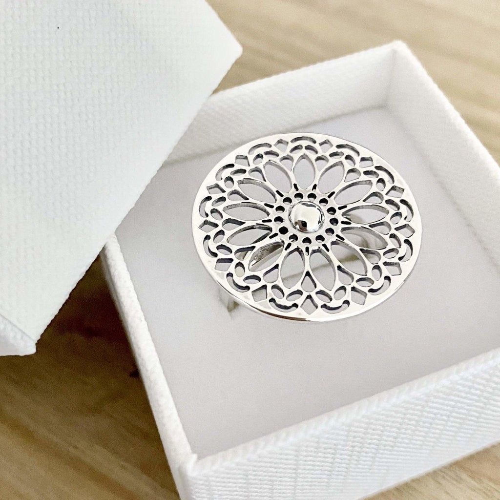 Laihas Bohemian Mandala Sterling Silver Boho Ring Ass sizes -LBD Australia