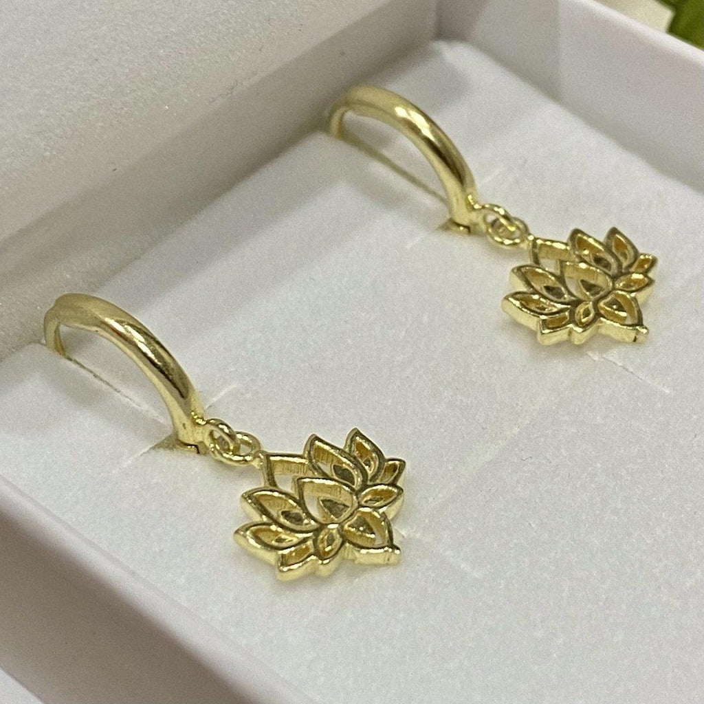 Laihas Boho Chic Lotus Flower Hoop Earrings- Gold -LBD Australia