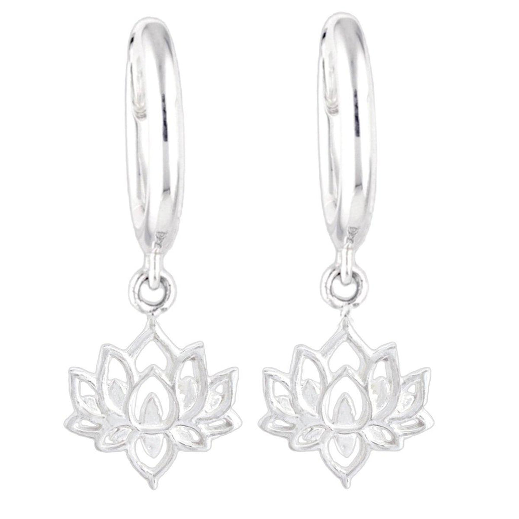 Laihas Boho Chic Lotus Flower Hoop Earrings- Sterling Silver -LBD Australia