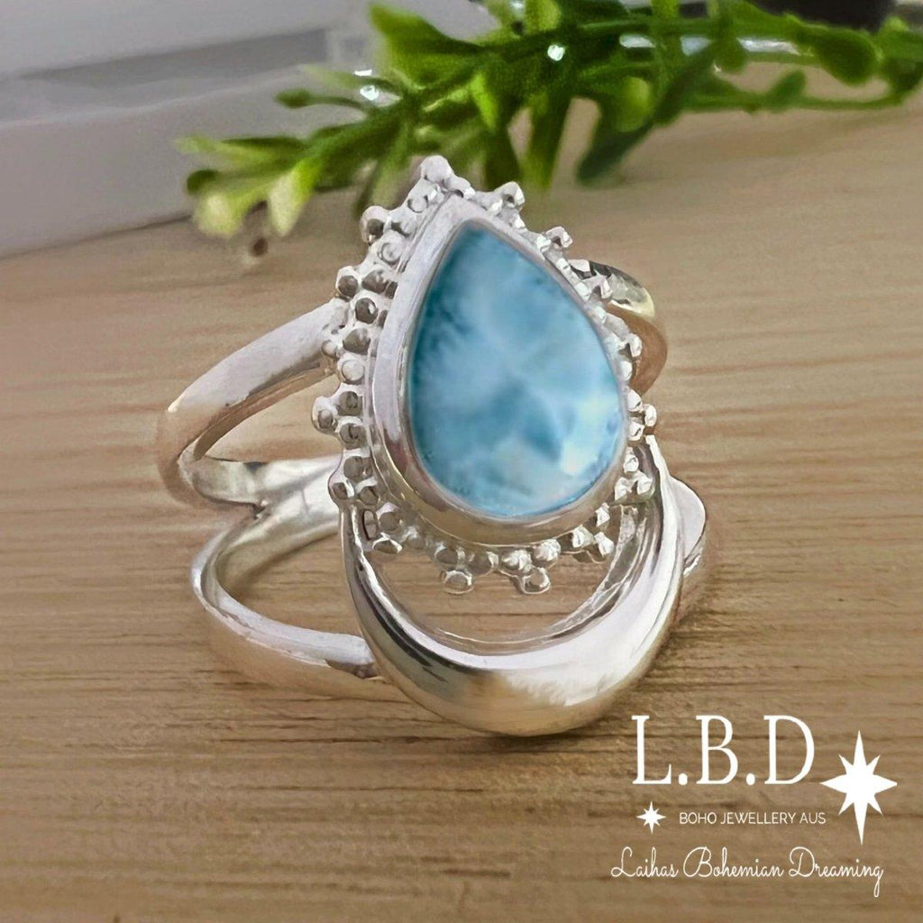 Laihas Boho Moon Larimar Ring -LBD Australia