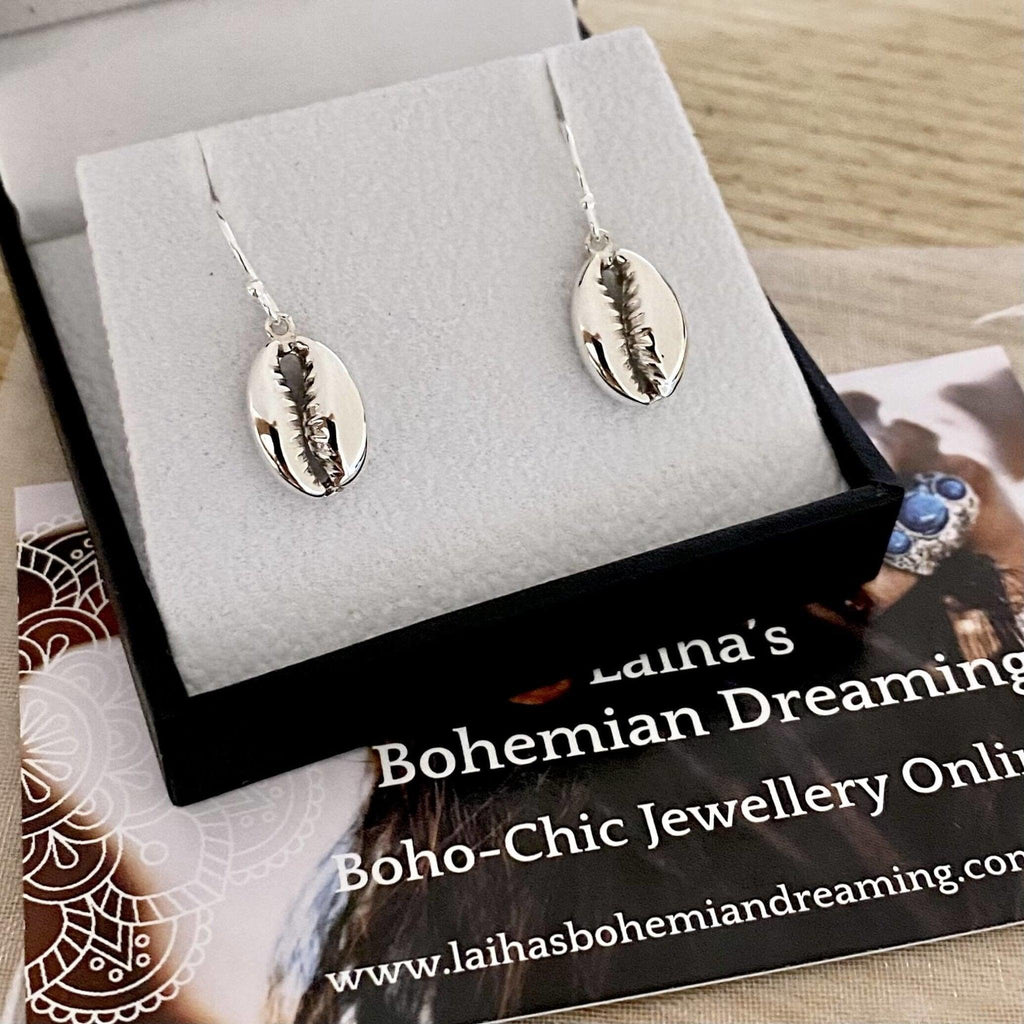 Laihas By The Sea Cowrie Shell Sterling Silver Earrings -LBD Australia