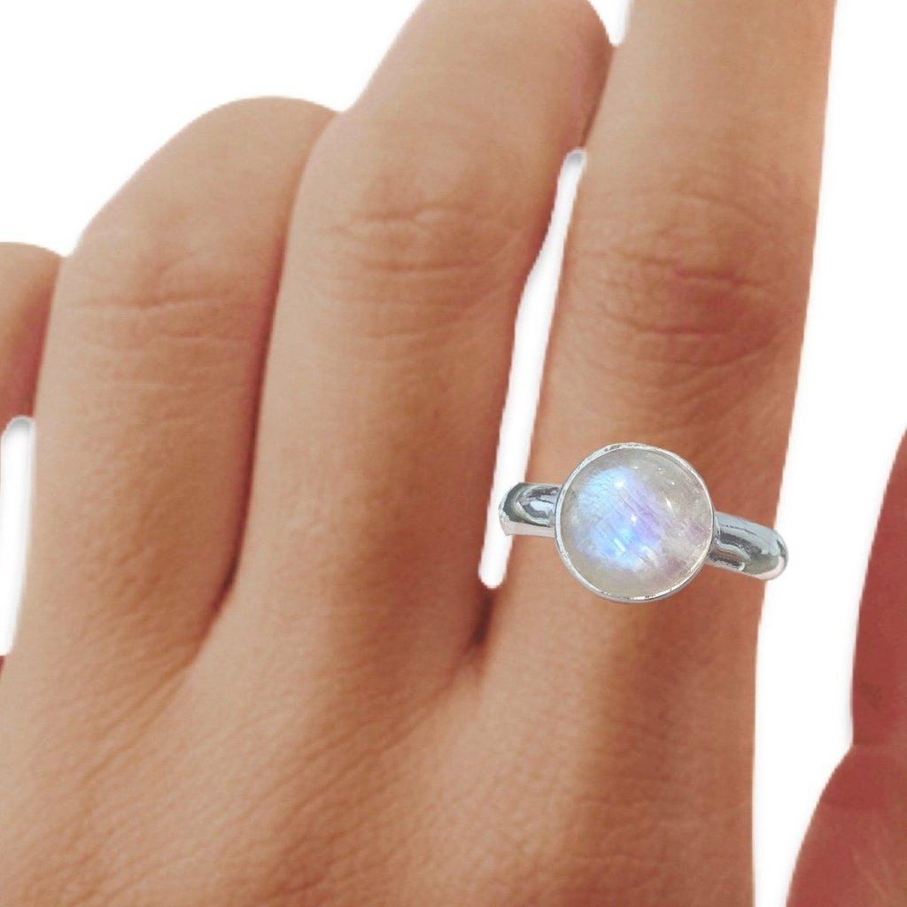 Laihas Casual Summer Moonstone Ring 10mm Round -LBD Australia