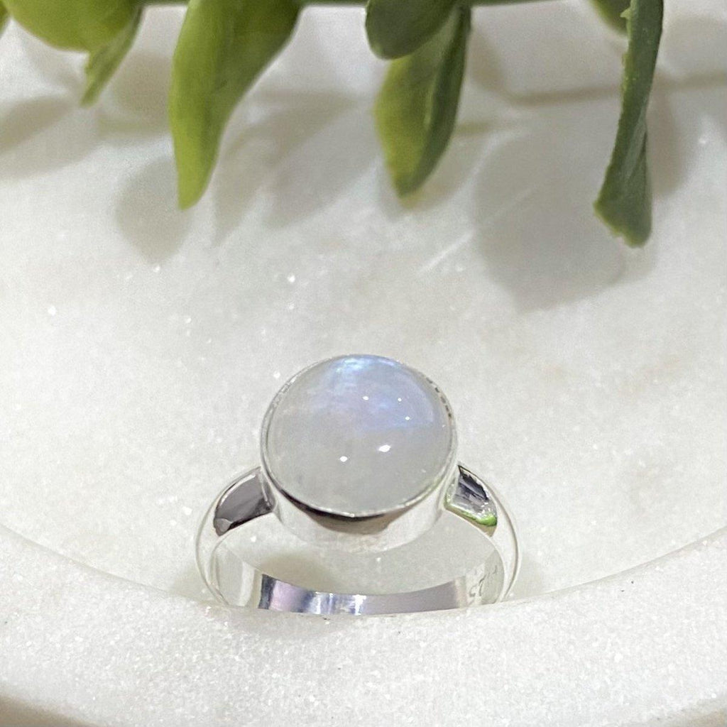 Laihas Casual Summer Moonstone Ring 10mm Round -LBD Australia