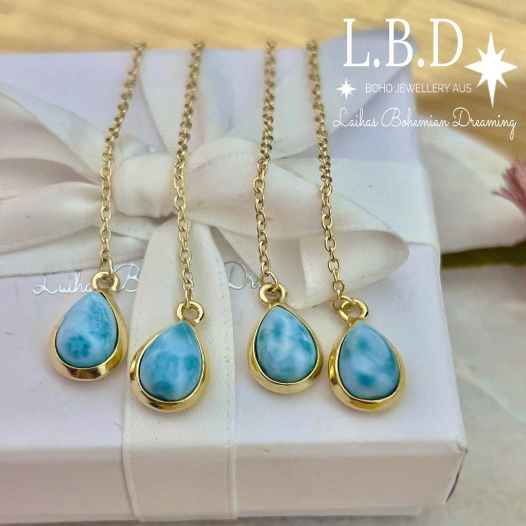 Laihas Classic Chic Gold Larimar Threader Earrings -LBD Australia