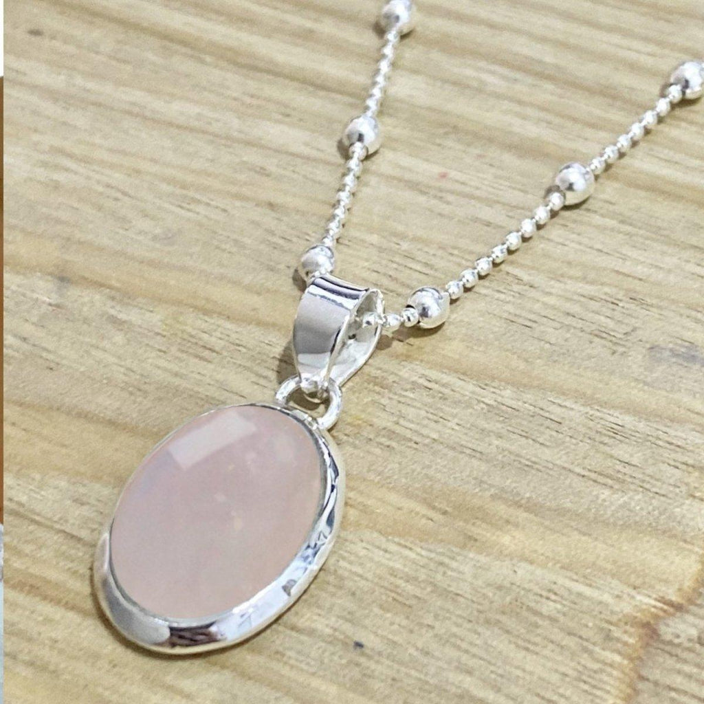 Laihas Classic Chic Oval Rose Quartz Necklace -LBD Australia