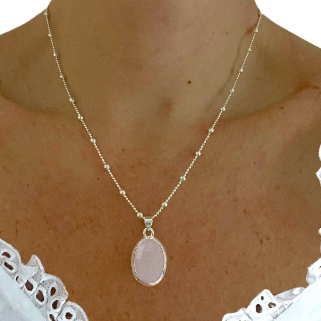 Laihas Classic Chic Oval Rose Quartz Necklace -LBD Australia