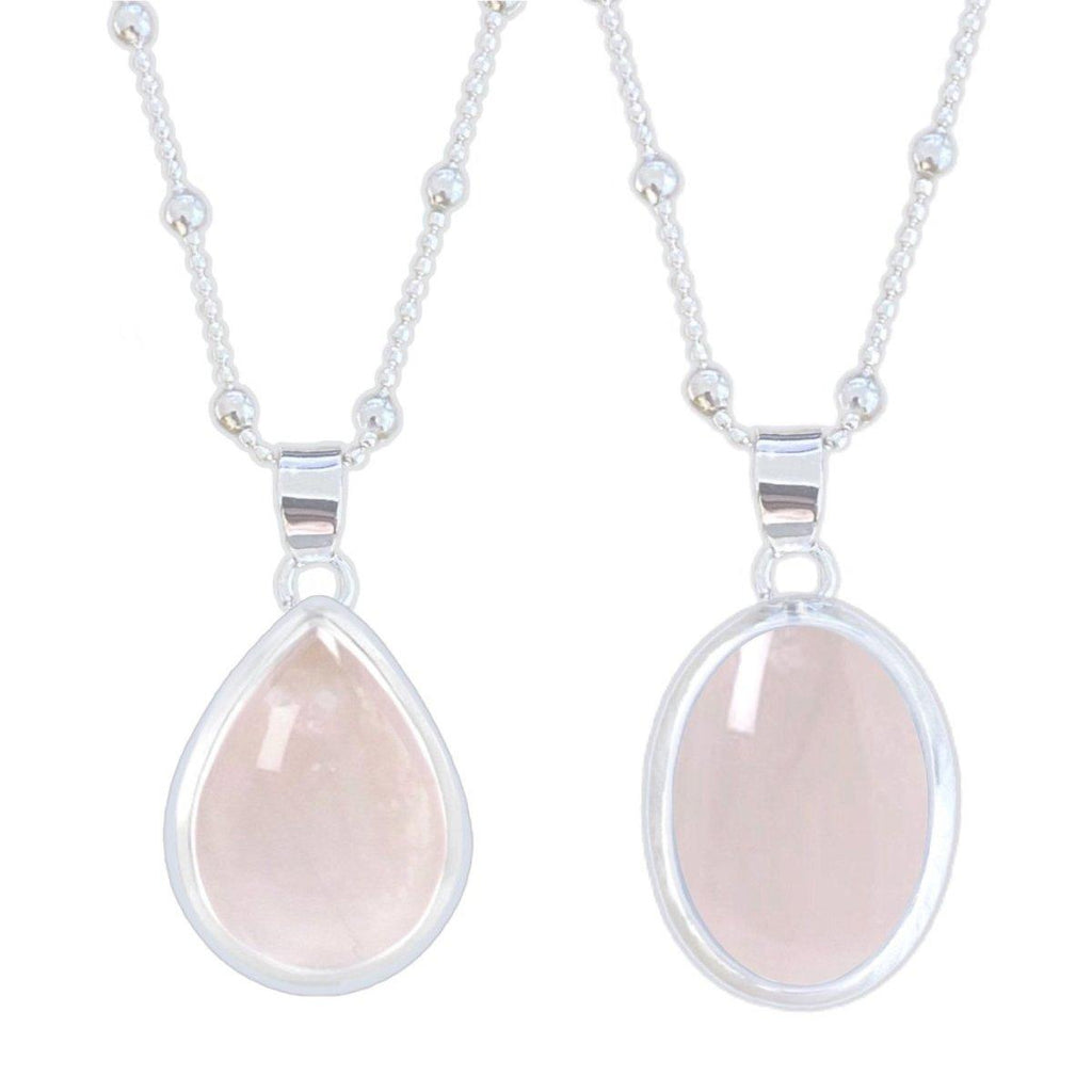 Laihas Classic Chic Oval Rose Quartz Necklace -LBD Australia