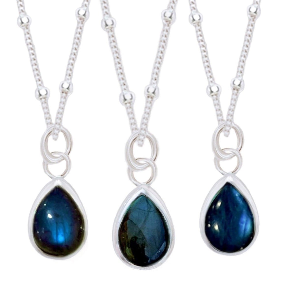 Laihas Classic Chic Raindrop Labradorite Hoop Earrings -LBD Australia