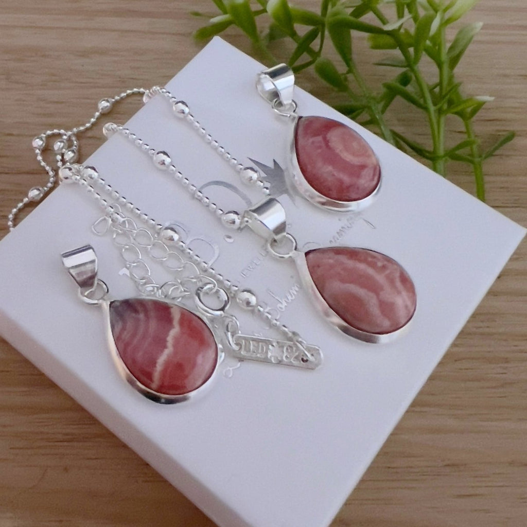 Laihas Classic Chic Raindrop Rhodochrosite Necklace -LBD Australia