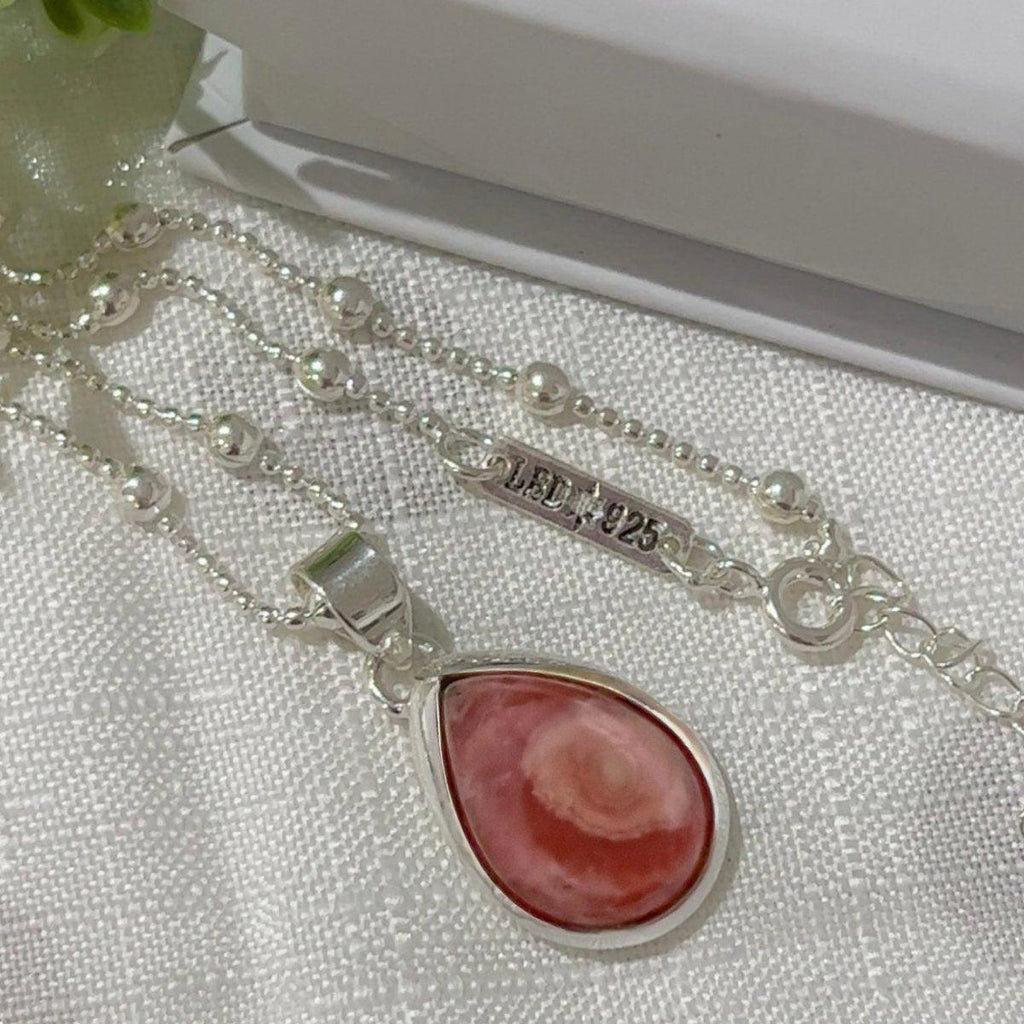 Laihas Classic Chic Raindrop Rhodochrosite Necklace -LBD Australia