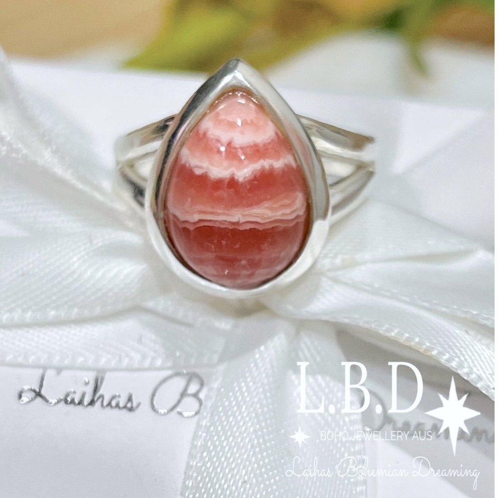 Laihas Classic Chic Raindrop Rhodochrosite Ring -LBD Australia