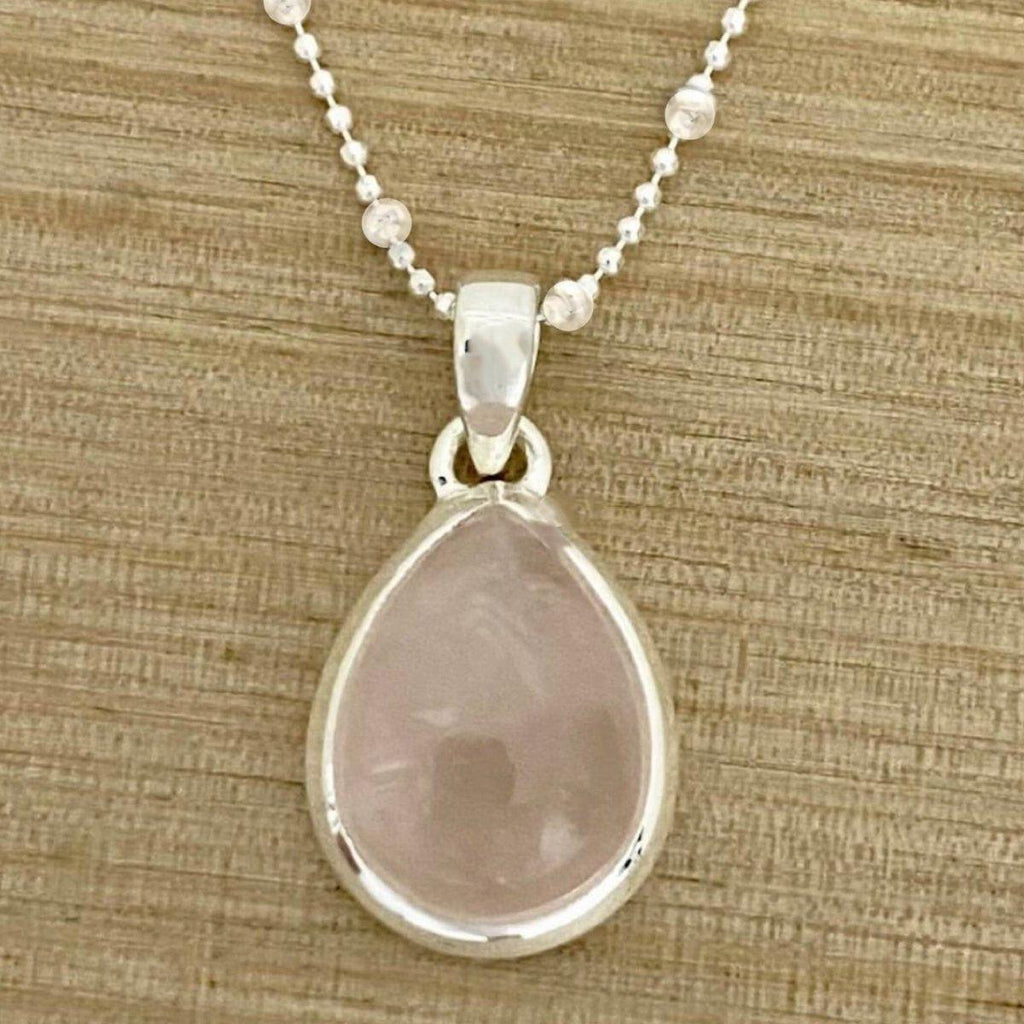 Laihas Classic Chic Raindrop Rose Quartz Necklace -LBD Australia