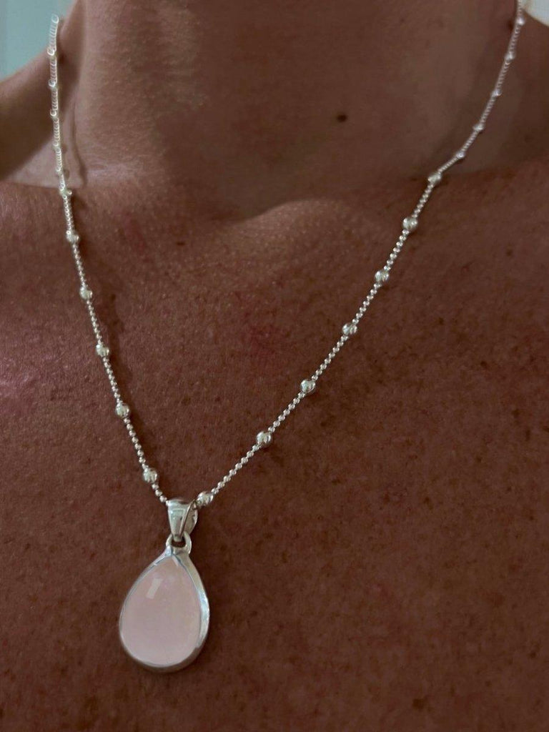 Laihas Classic Chic Raindrop Rose Quartz Necklace -LBD Australia