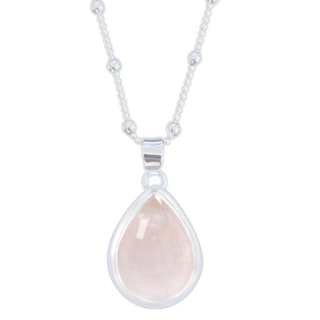 Laihas Classic Chic Raindrop Rose Quartz Necklace -LBD Australia