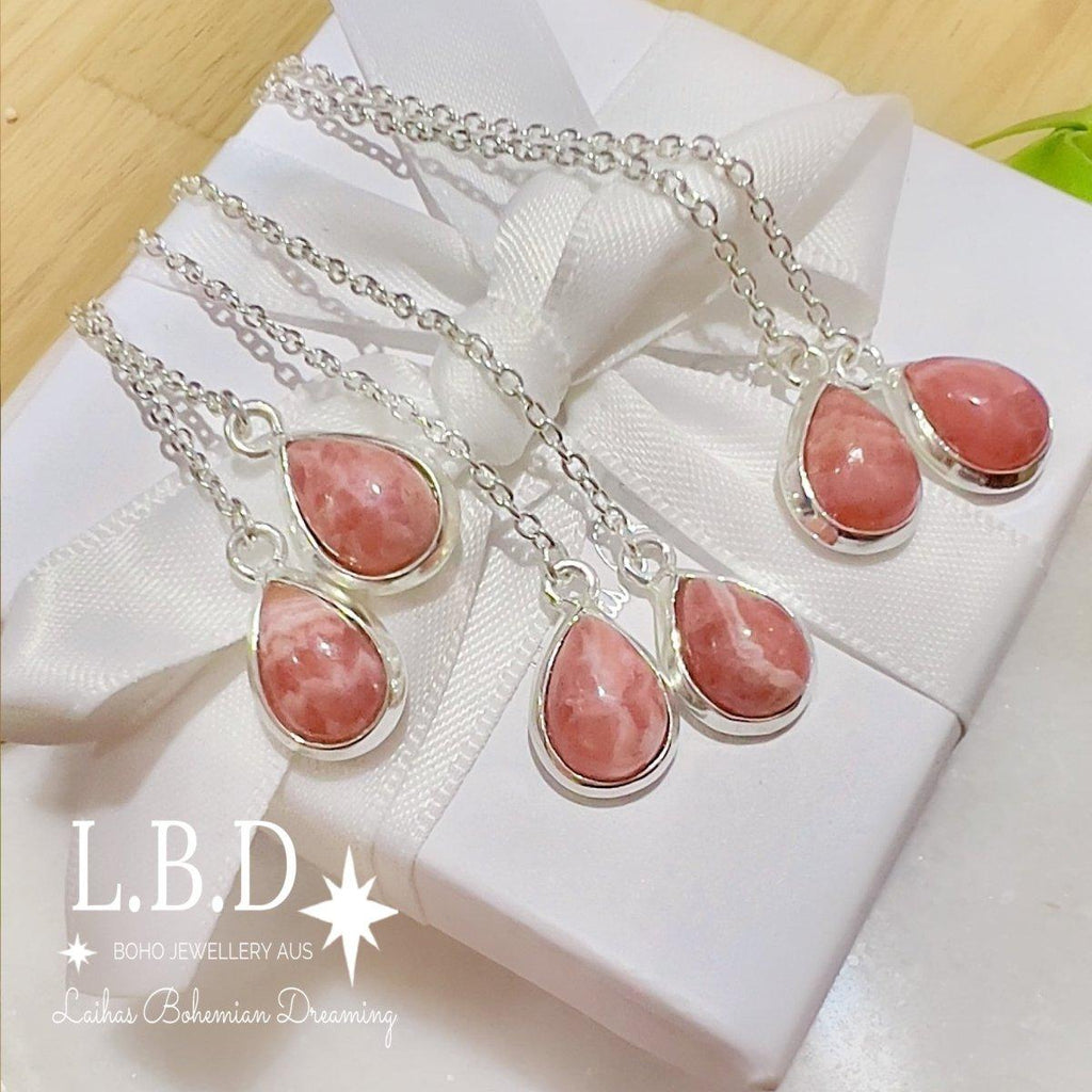 Laihas Classic Chic Rhodochrosite Threader Earrings -LBD Australia