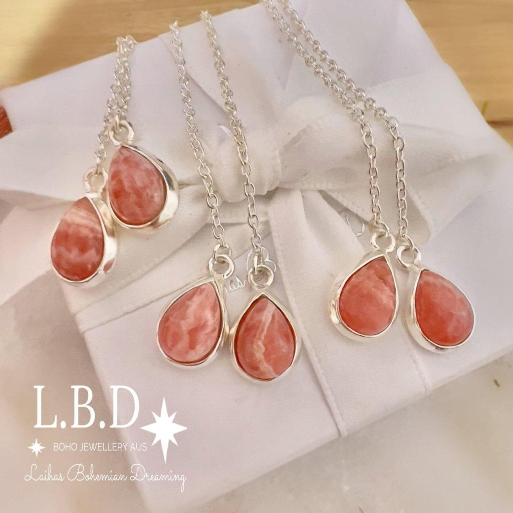 Laihas Classic Chic Rhodochrosite Threader Earrings -LBD Australia