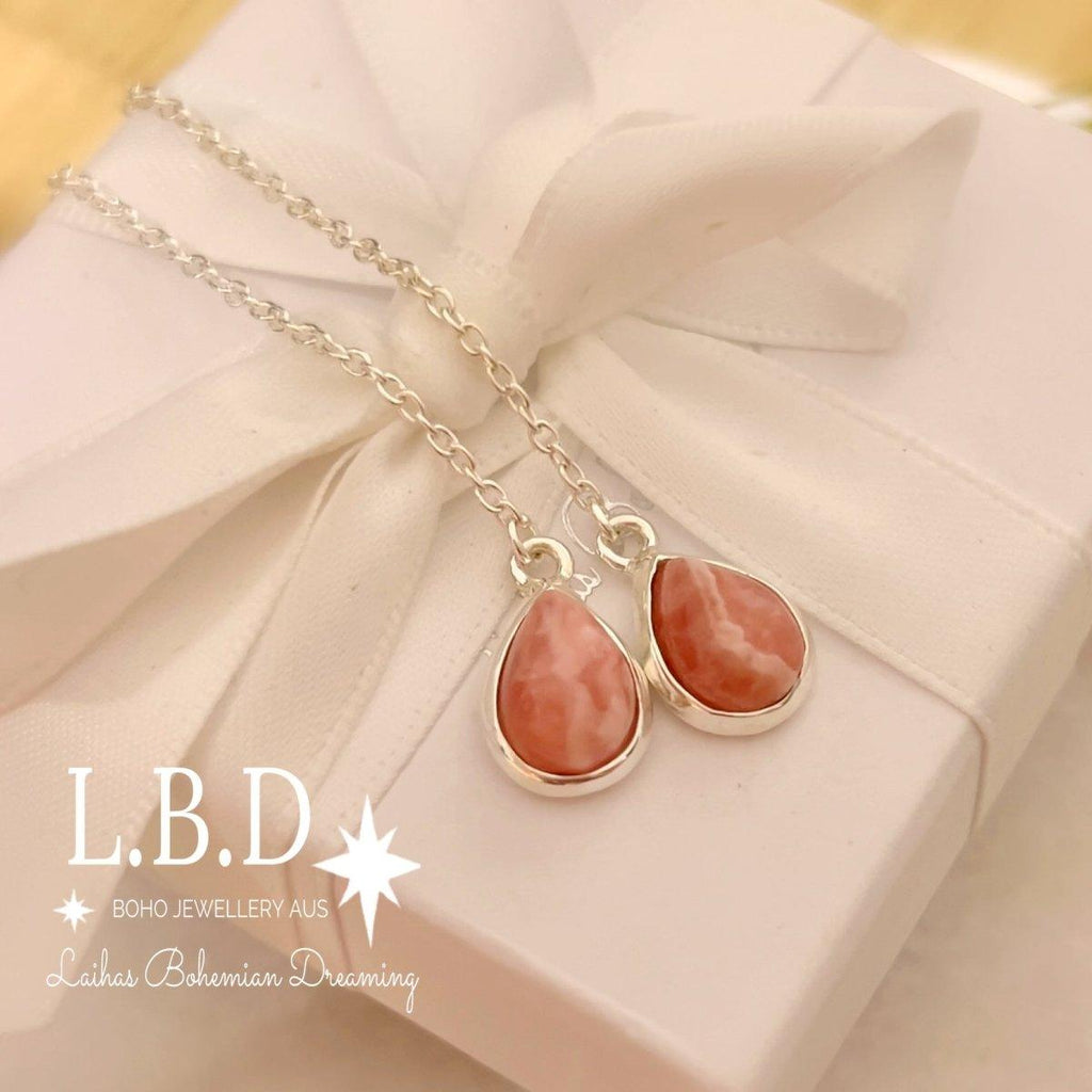 Laihas Classic Chic Rhodochrosite Threader Earrings -LBD Australia