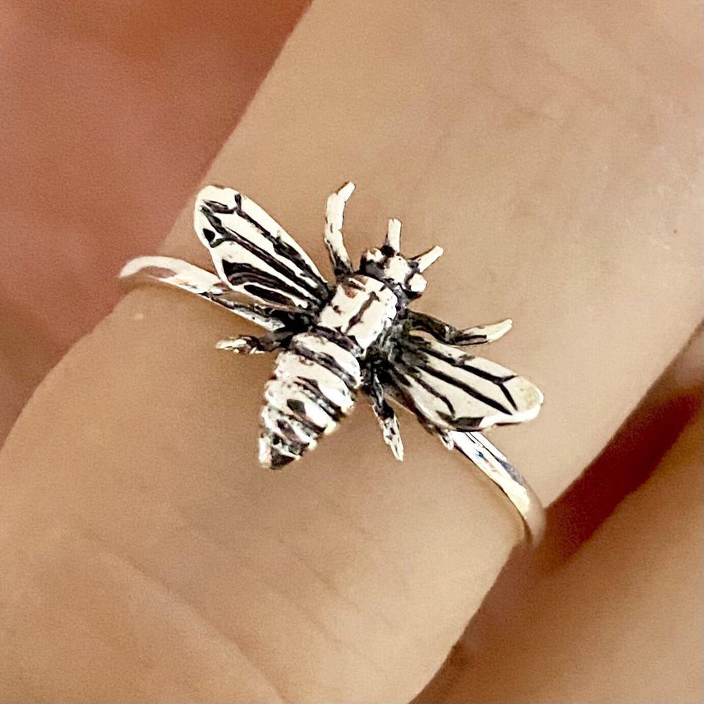 Laihas Delicate Oxidised Sterling Silver Bee Ring Ass sizes -LBD Australia