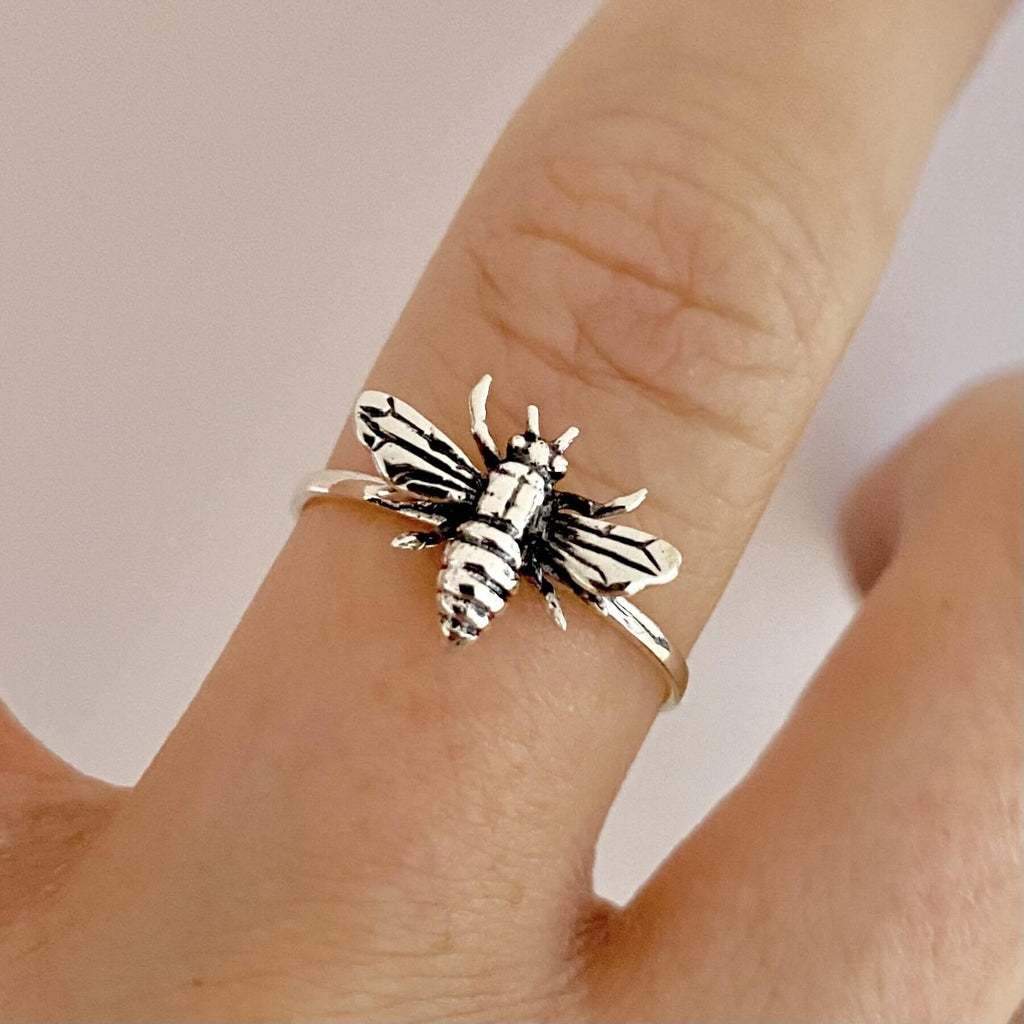 Laihas Delicate Oxidised Sterling Silver Bee Ring Ass sizes -LBD Australia