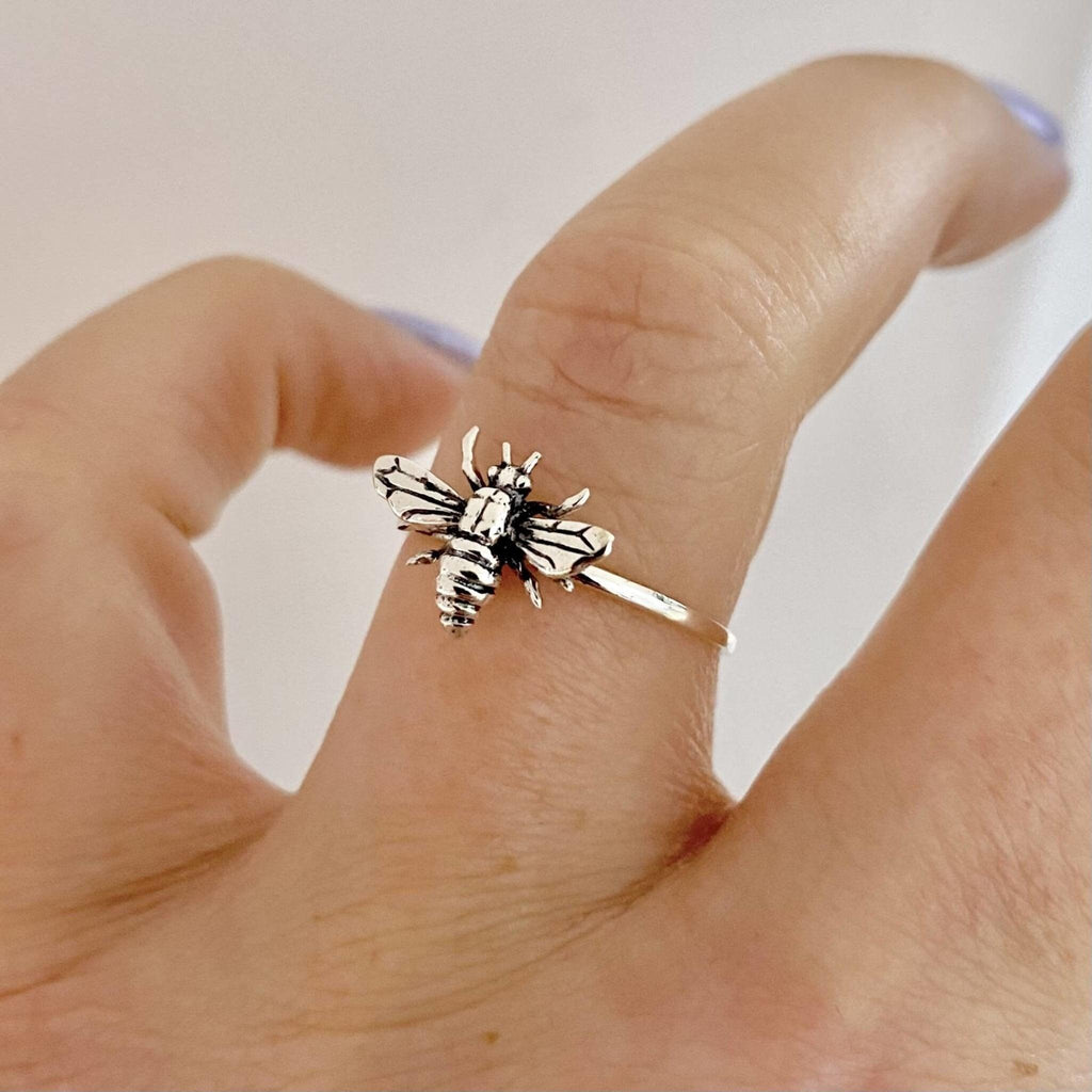Laihas Delicate Oxidised Sterling Silver Bee Ring Ass sizes -LBD Australia
