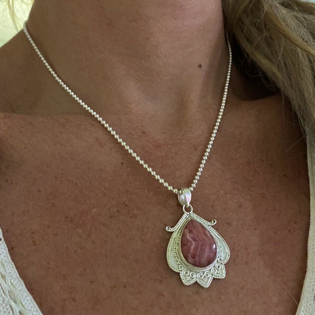 Laihas Designer Bohemian Swirl Rhodochrosite Necklace