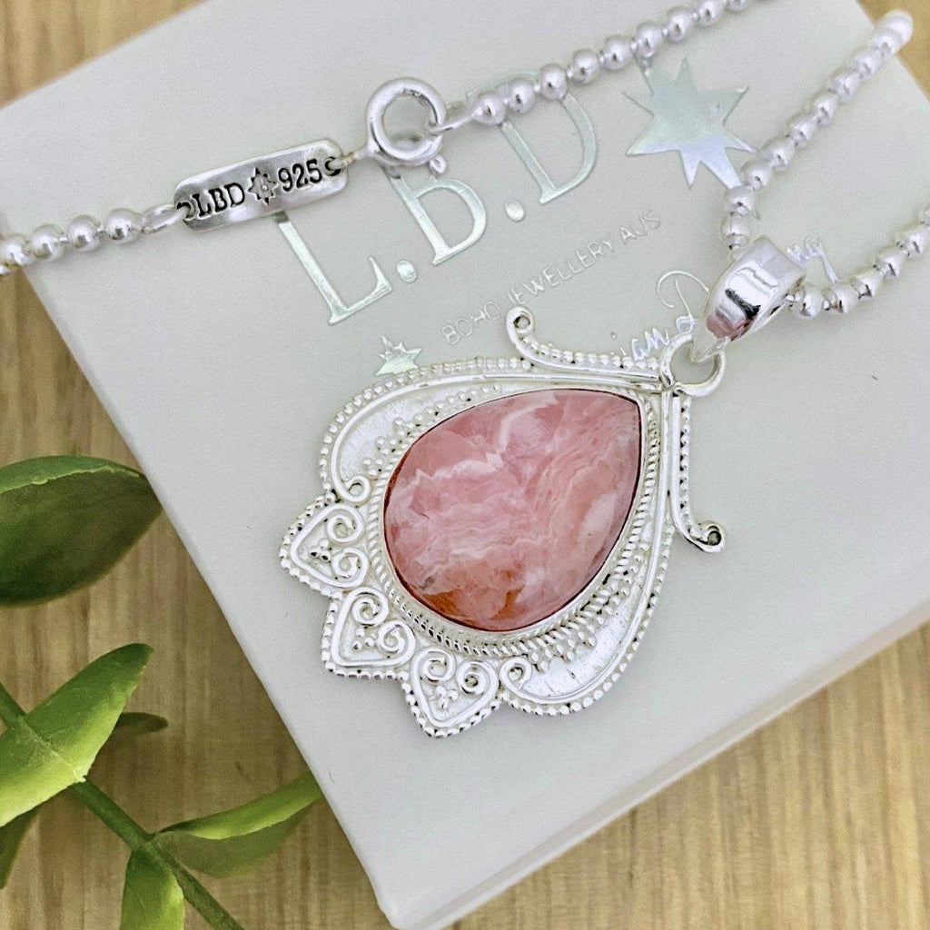 Laihas Designer Bohemian Swirl Rhodochrosite Necklace