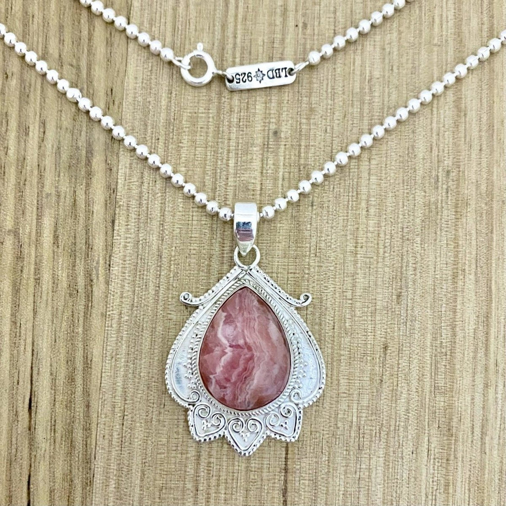 Laihas Designer Bohemian Swirl Rhodochrosite Necklace