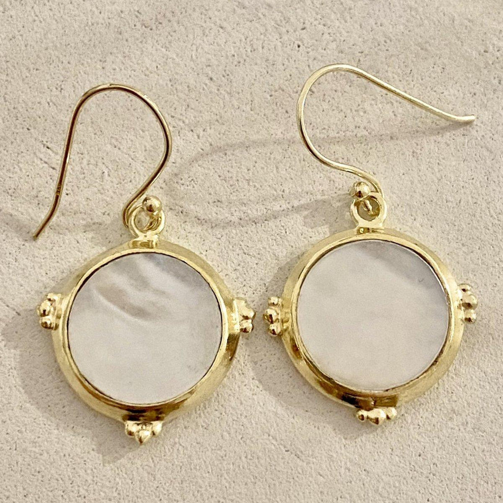 Laihas Enchanted Gold Mother Of Pearl Earrings- Gold Vermeil
