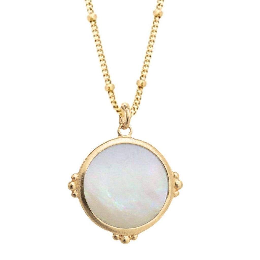 Laihas Enchanted Gold Mother Of Pearl Necklace- Gold Vermeil
