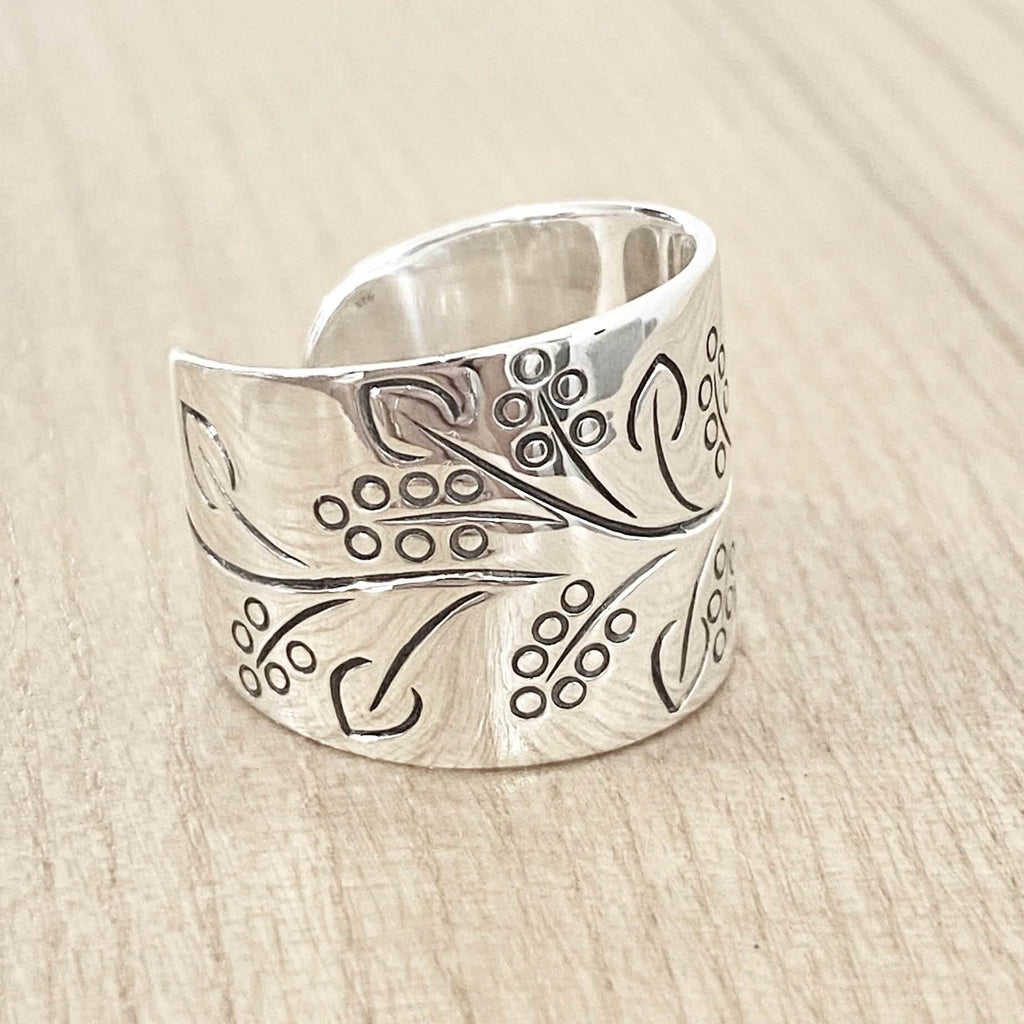 Laihas Floral Cuff Sterling Silver Boho Ring -LBD Australia