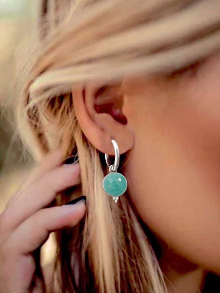 Laihas Free Spirit Amazonite Hoop Earrings