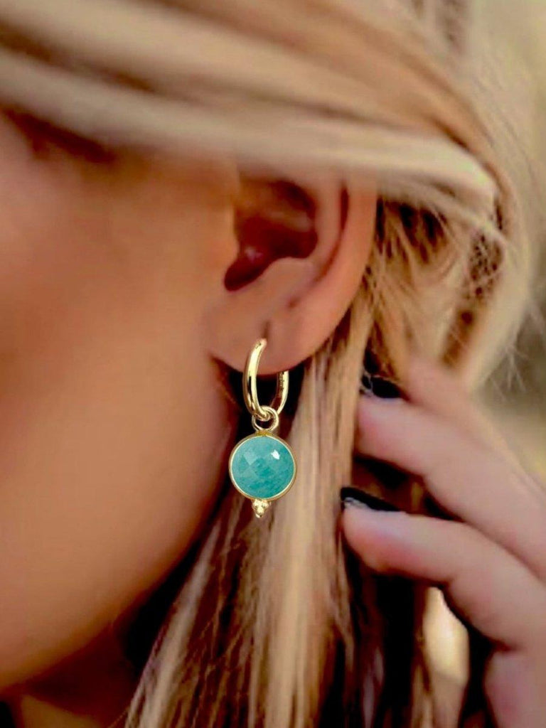 Laihas Free Spirit Gold Amazonite Hoop Earrings