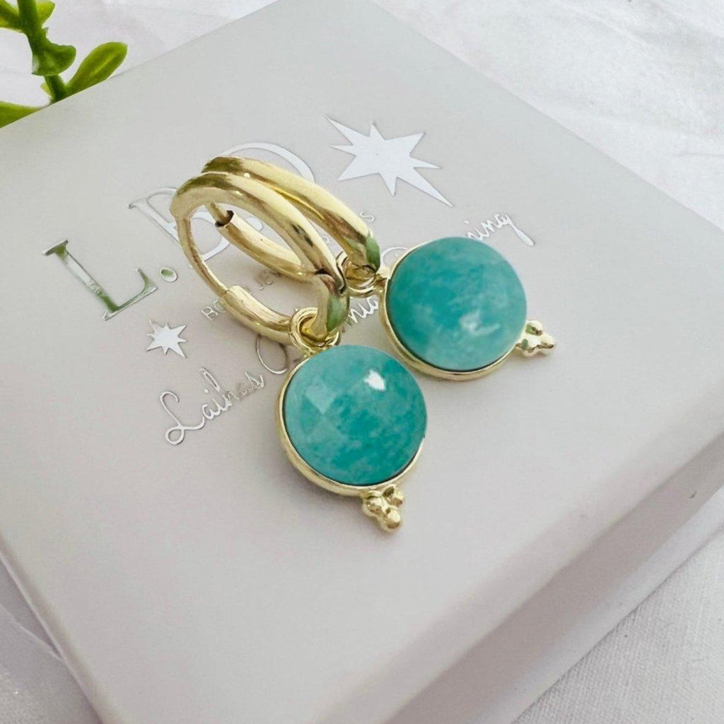 Laihas Free Spirit Gold Amazonite Hoop Earrings