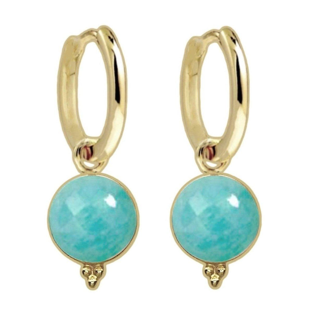 Laihas Free Spirit Gold Amazonite Hoop Earrings