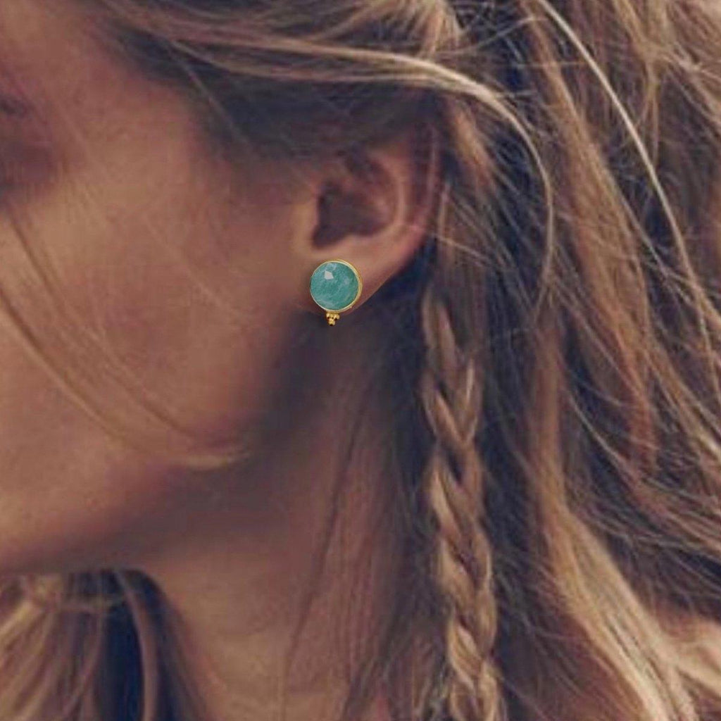 Laihas Free Spirit Gold Amazonite Stud Earrings