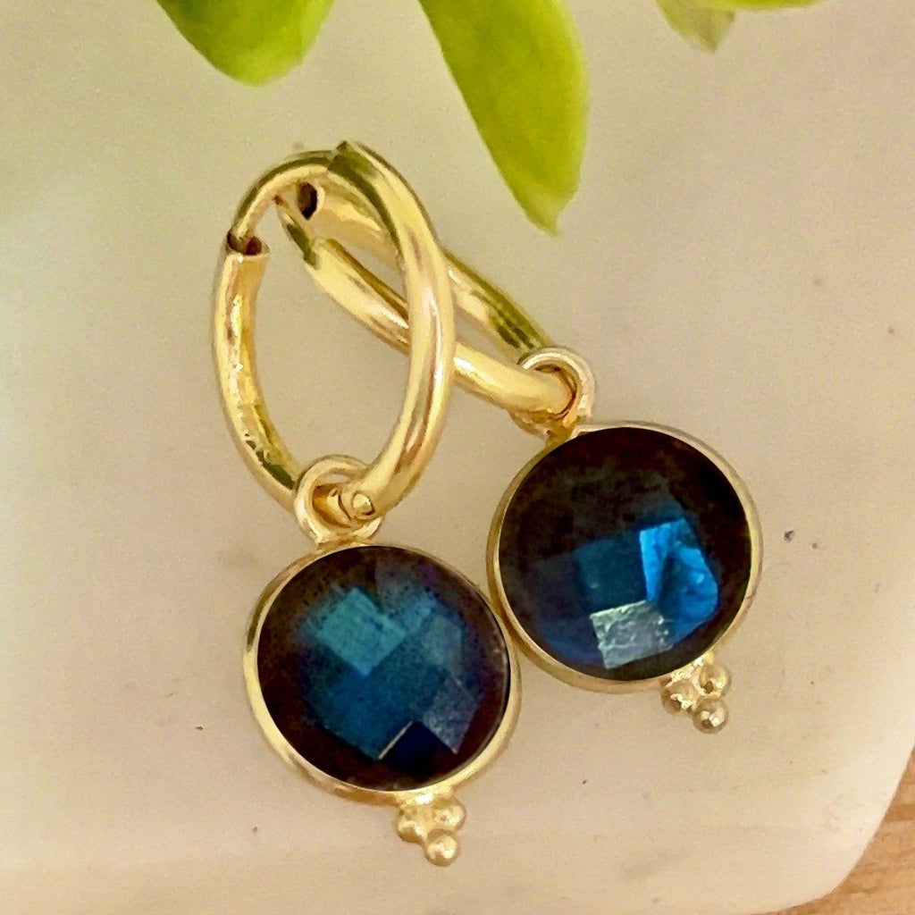 Laihas Free Spirit Gold Labradorite Hoop Earrings