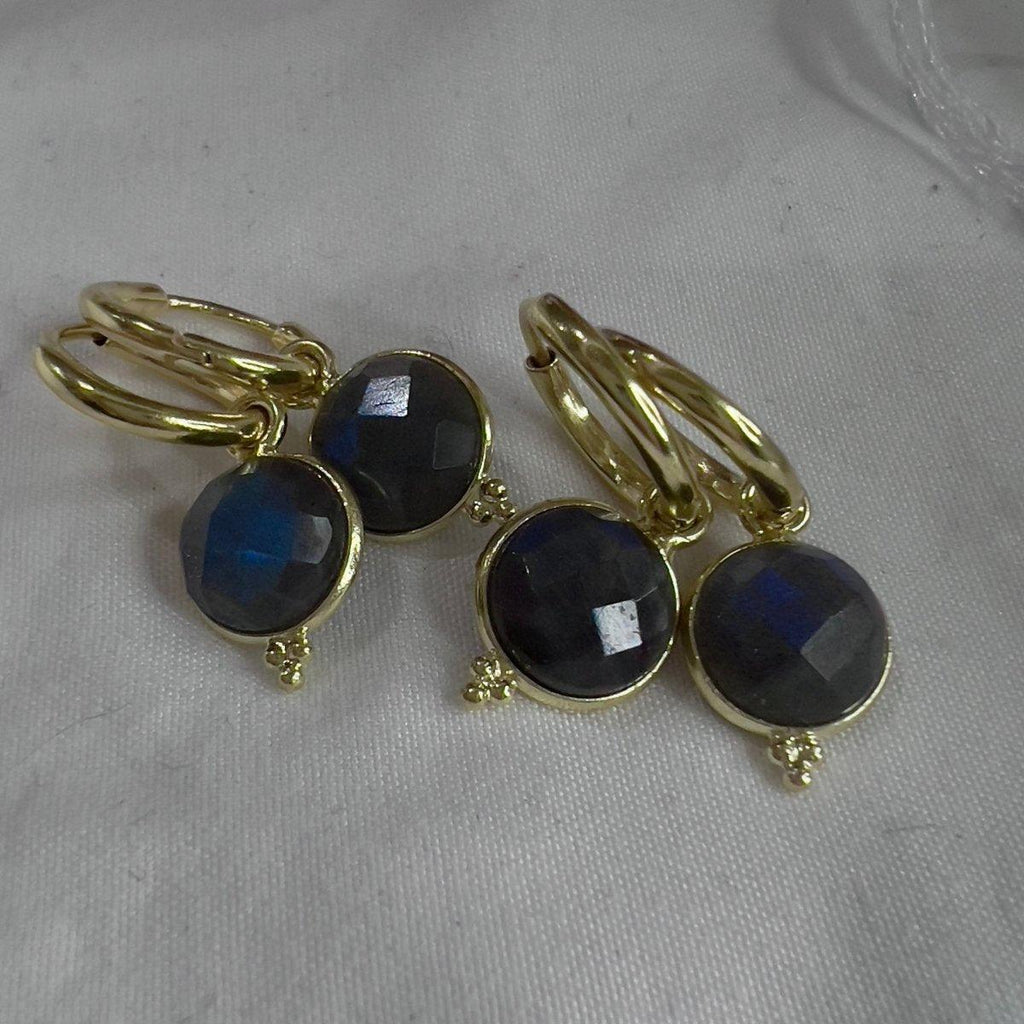 Laihas Free Spirit Gold Labradorite Hoop Earrings