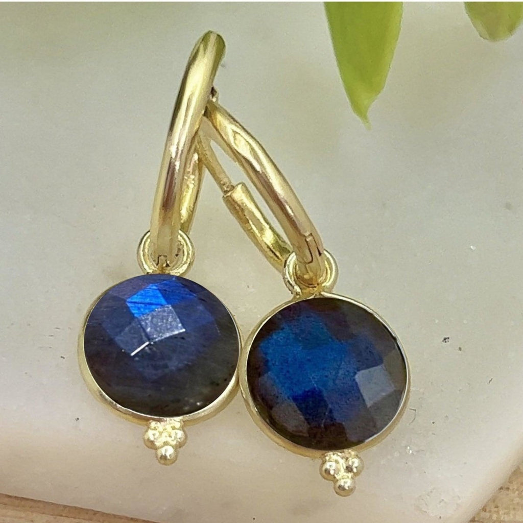 Laihas Free Spirit Gold Labradorite Hoop Earrings