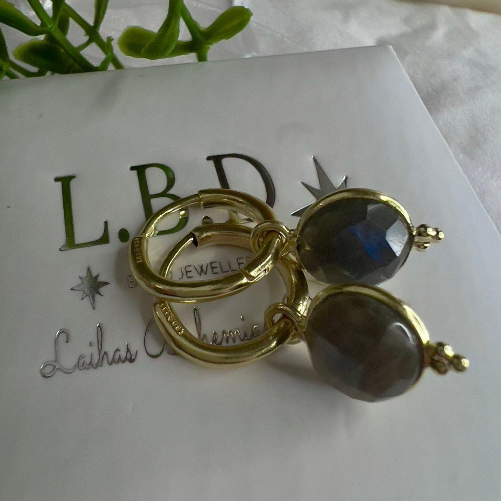 Laihas Free Spirit Gold Labradorite Hoop Earrings