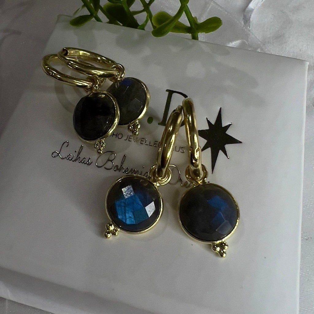 Laihas Free Spirit Gold Labradorite Hoop Earrings