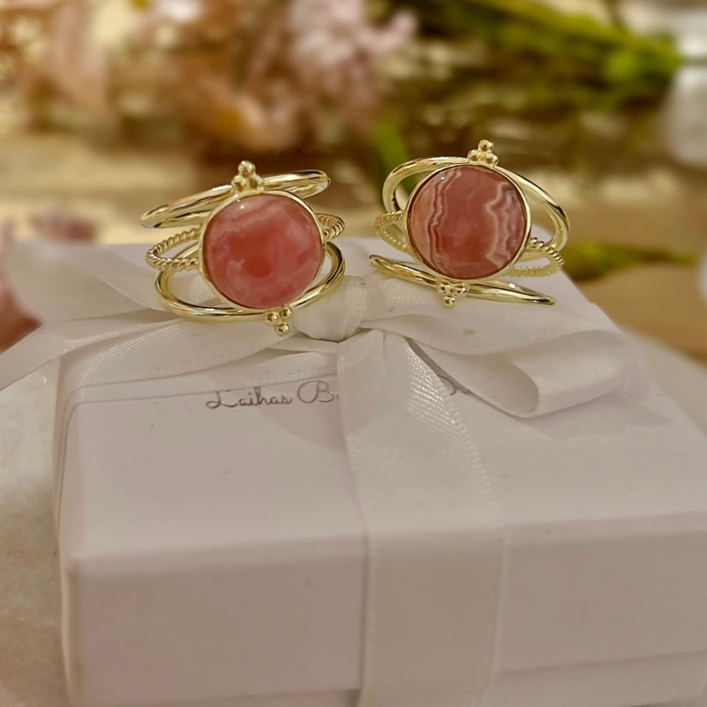 Laihas Free Spirit Gold Rhodochrosite Ring