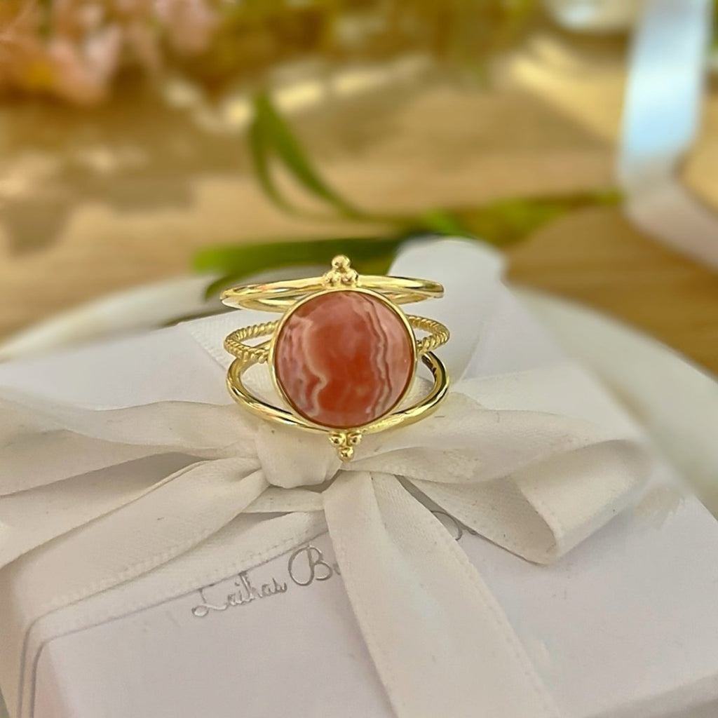 Laihas Free Spirit Gold Rhodochrosite Ring