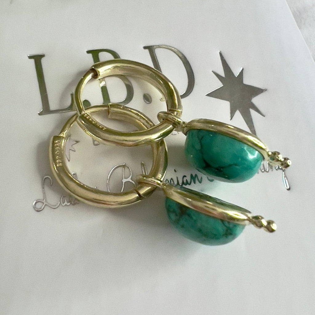 Laihas Free Spirit Gold Turquoise Hoop Earrings