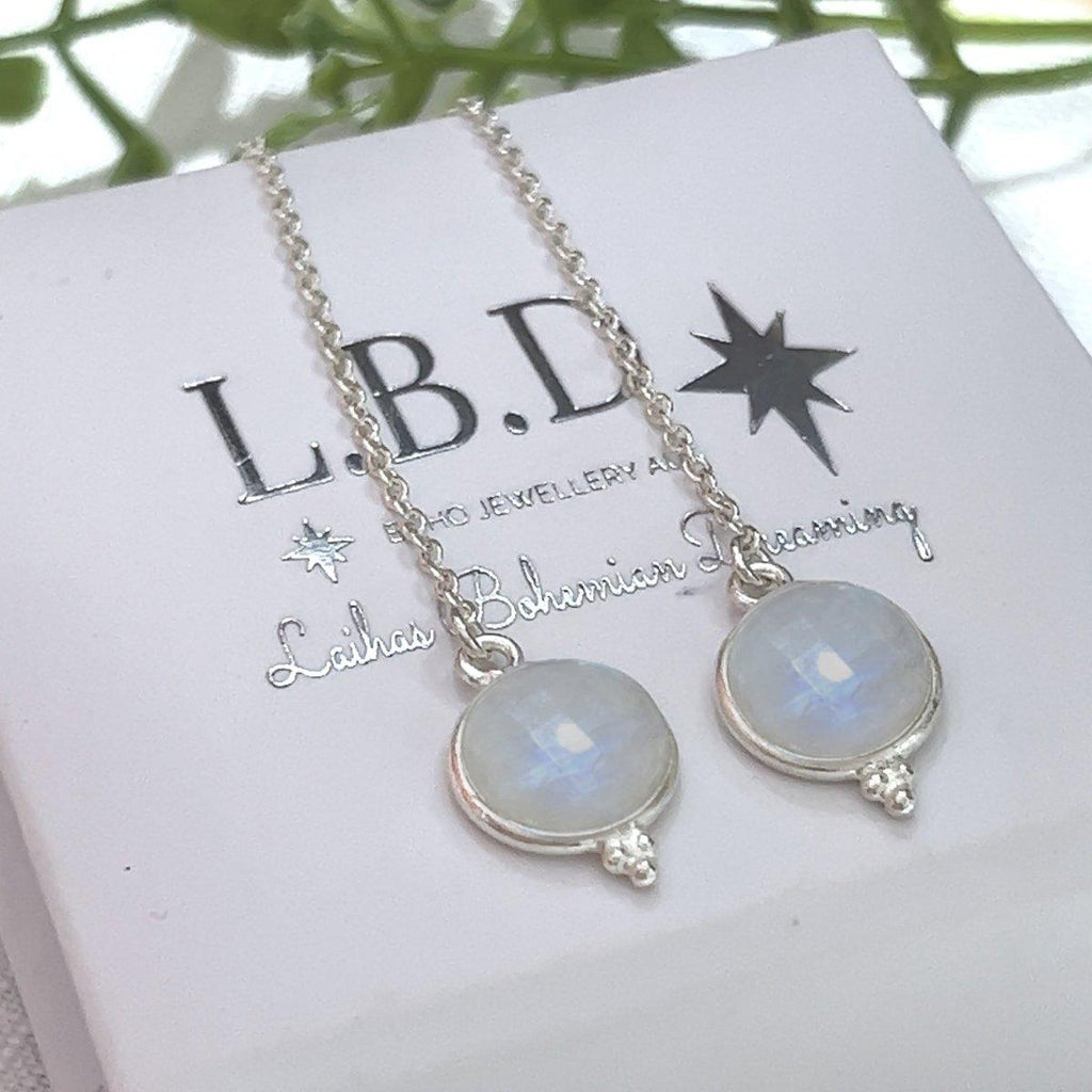 Laihas Free Spirit Threader Moonstone Earrings