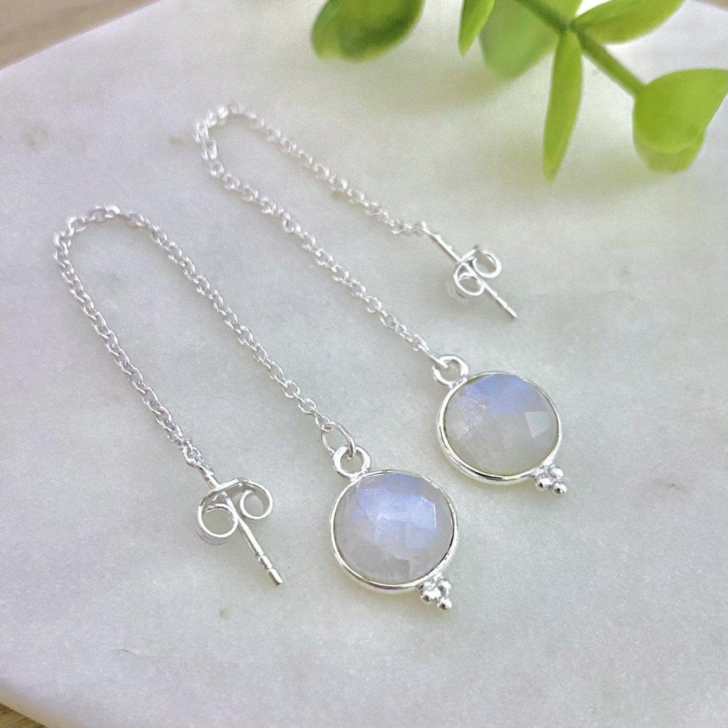 Laihas Free Spirit Threader Moonstone Earrings