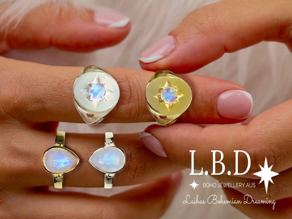 Laihas Hope & Guiding Light Moonstone Ring- Signet Ring