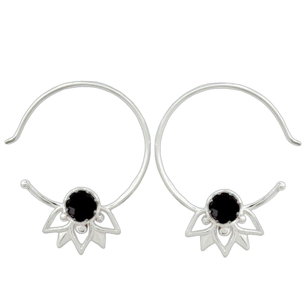 Laihas Inflorescence Black Onyx Hoop Earrings