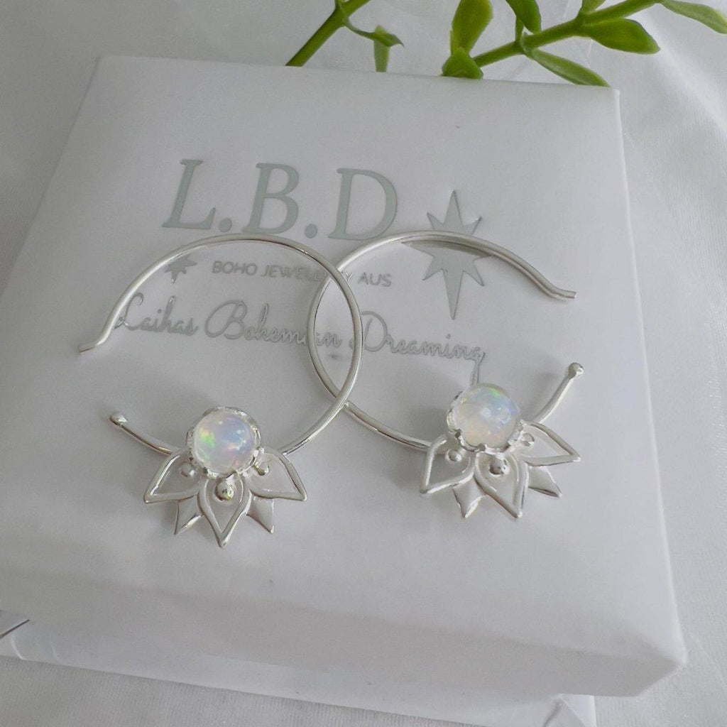 Laihas Inflorescence Genuine Opal Hoop Earrings